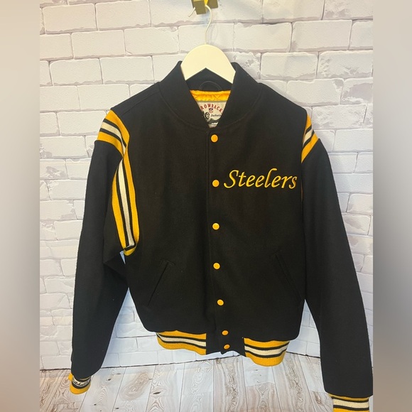 Rare Mitchell & Ness Pittsburgh Steelers NFL Varsity Jacket M Wool throwback - Picture 1 of 6